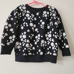 Jumping Beans Toddler Floral Daisy Black Sweater Size 3T Crewneck Longsleeve